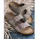 Birkenstock Arizona Suede Leather Taupe med blød fodseng